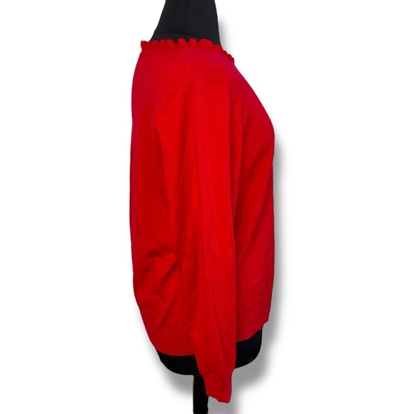 TALBOTS Ruffle Neck Sweater - Red Pop Size 2X - Picture 5 of 12